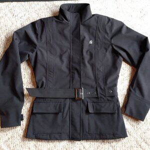 Eous Womens Large Zip Front Black Jacket Windbreaker Coat